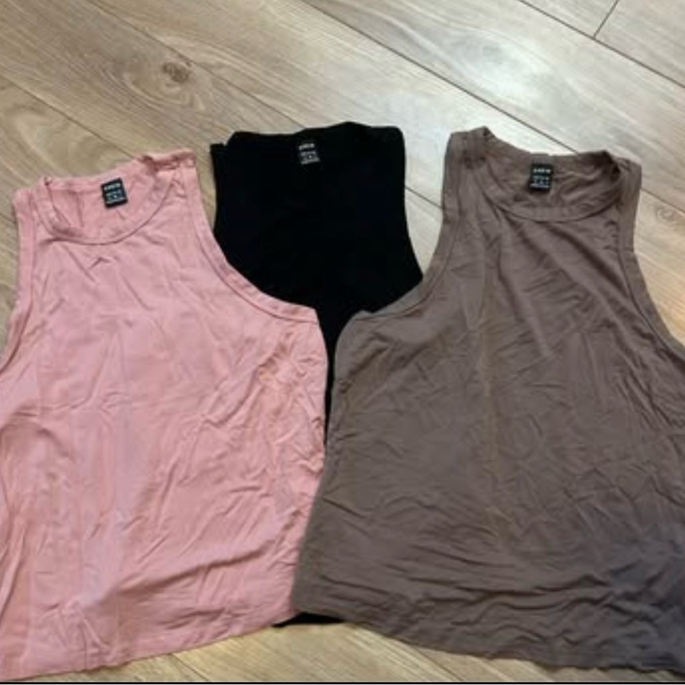 SHEIN Pink and Black Tank Tops Sleeveless Casual Style